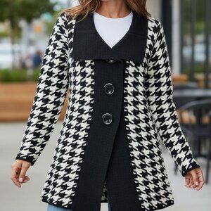 P. Luca Milano Sweater‎ Houndstooth Pattern Acrylic Long Sleeve Women's Sz Small